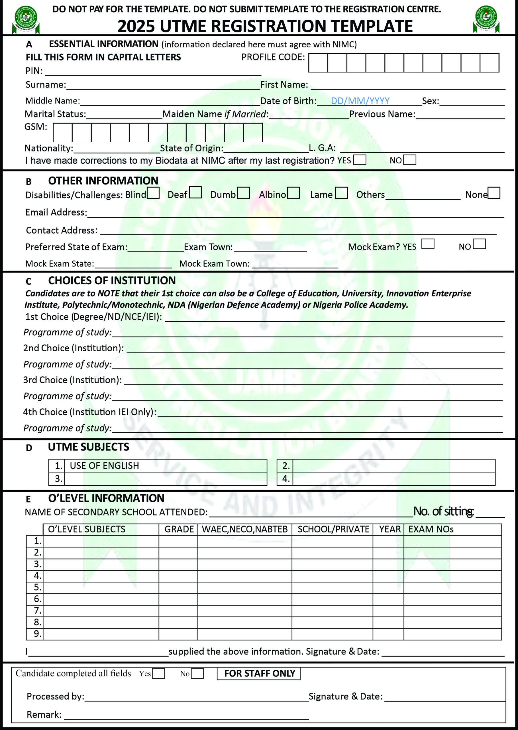 JAMB Registration 2025 Starting and Closing Date