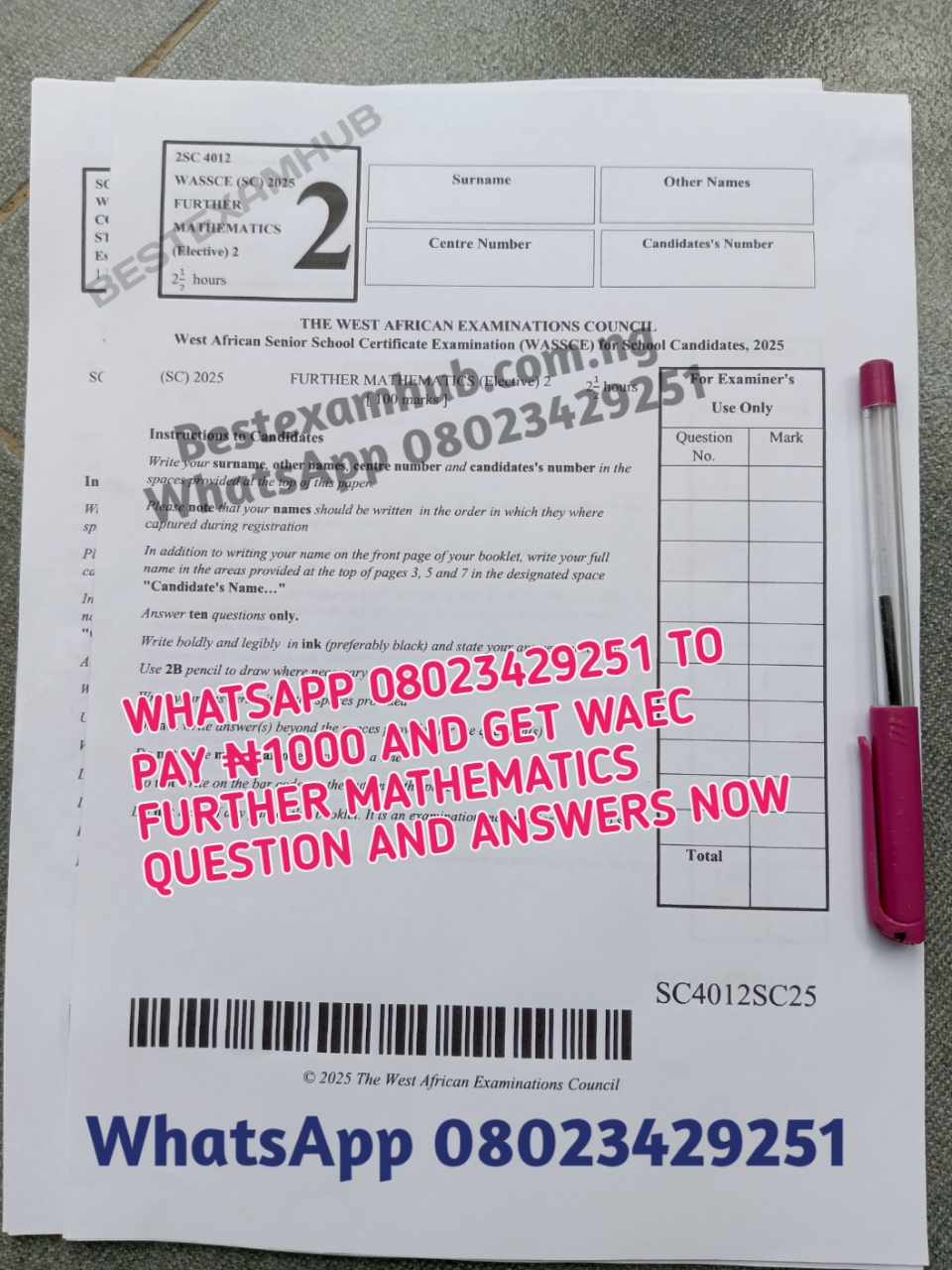 2025 WAEC Further Mathematics Questions And Answers Expo