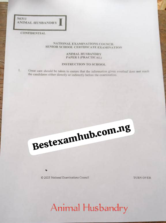 NECO Animal Husbandry Specimens 2025