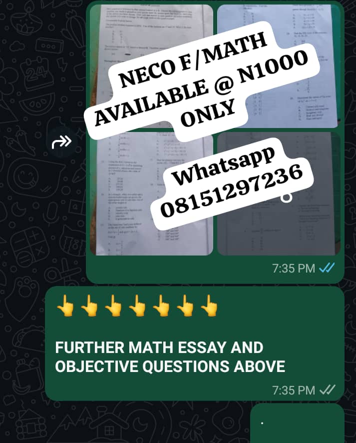 NECO Further Mathematics 2025 Questions